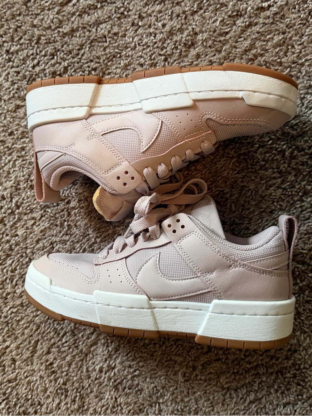Nike Blush Pink Leather & Mesh Low-Top Sneakers - Picture 5 of 7